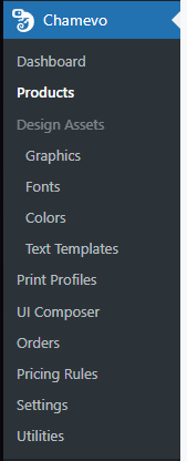 Screenshot: WordPress admin sidebar with the complete Chamevo menu expanded after license activation