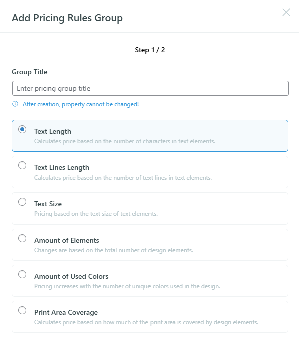 Pricing Rules Manager — group list