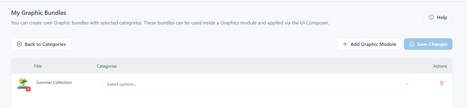 Graphics — My Graphic Bundles with Add Module button