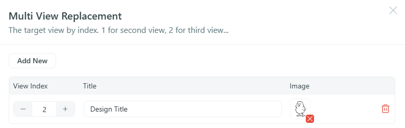 Grafik — Multi View Replacement-Panel mit Einträgen