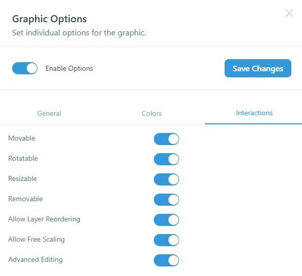 Graphic Options — interactions tab