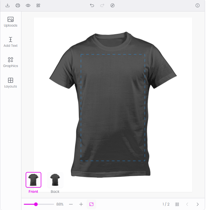 Product customizer — canvas with text and image elements