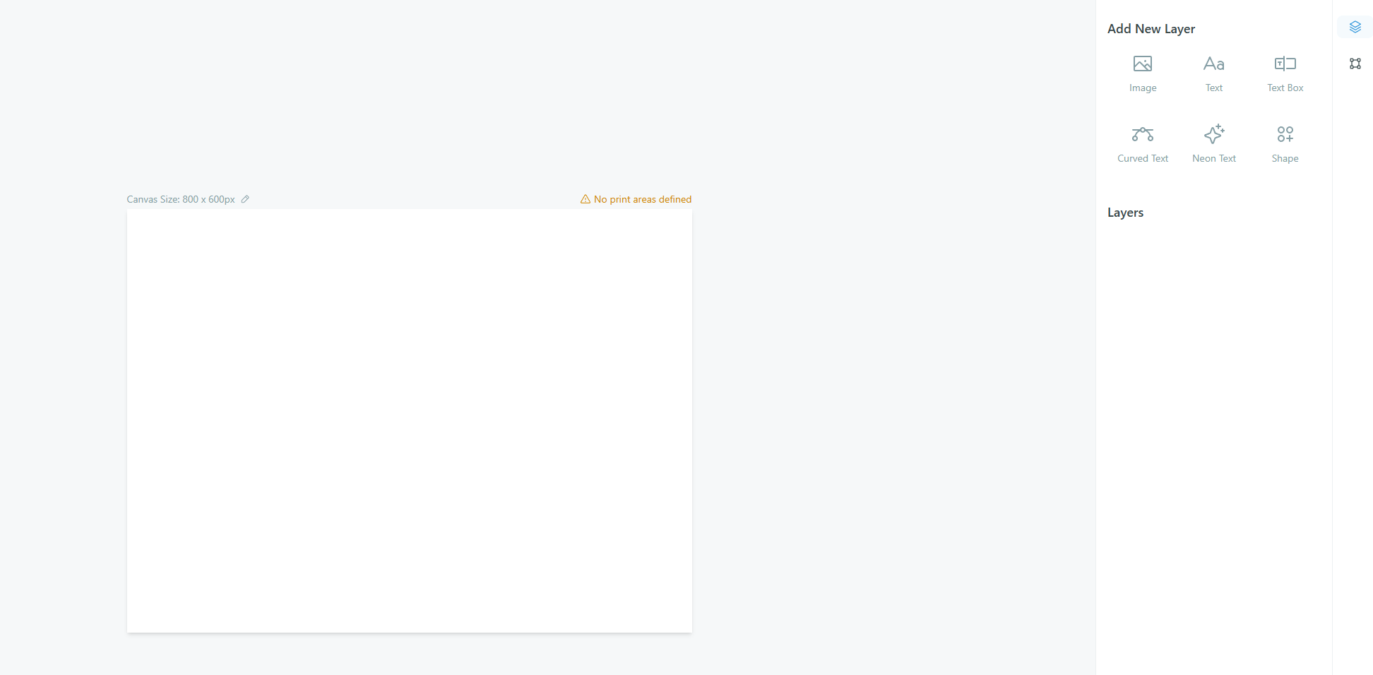Screenshot: Product Builder canvas with a product background image loaded, empty of elements