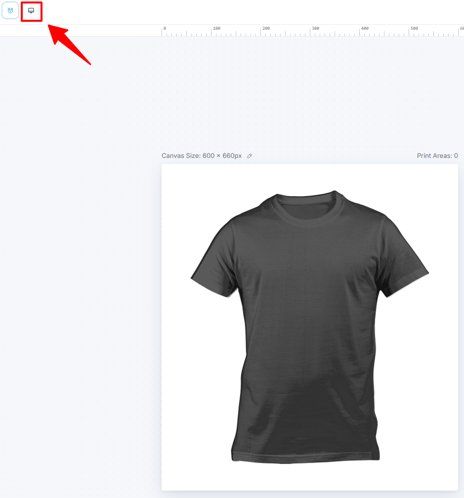 Product Builder preview showing the canvas at a responsive width