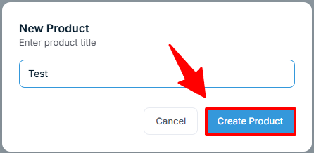 New Product dialog with title field