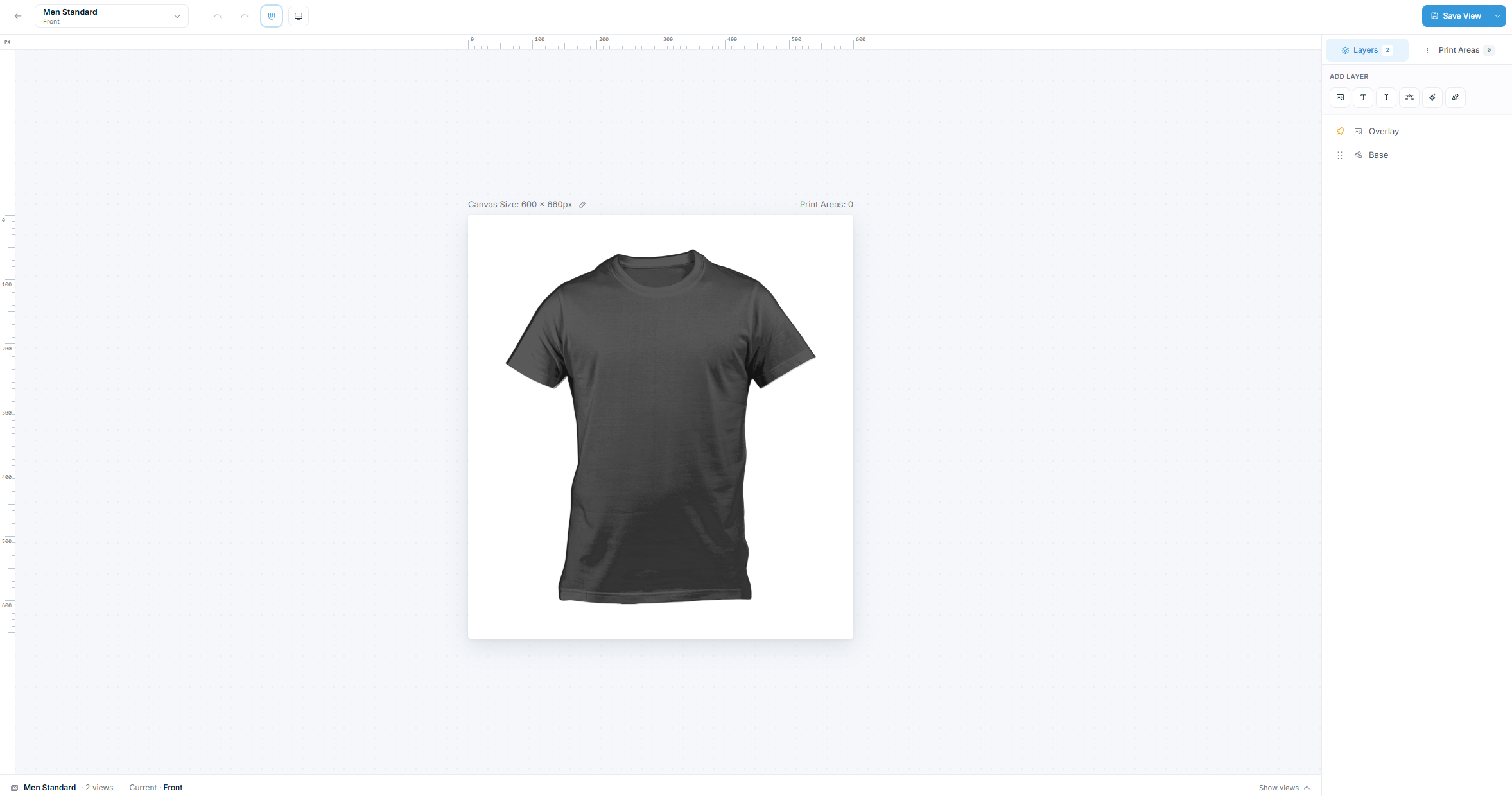 Product Builder interface β canvas, sidebar, and properties panel
