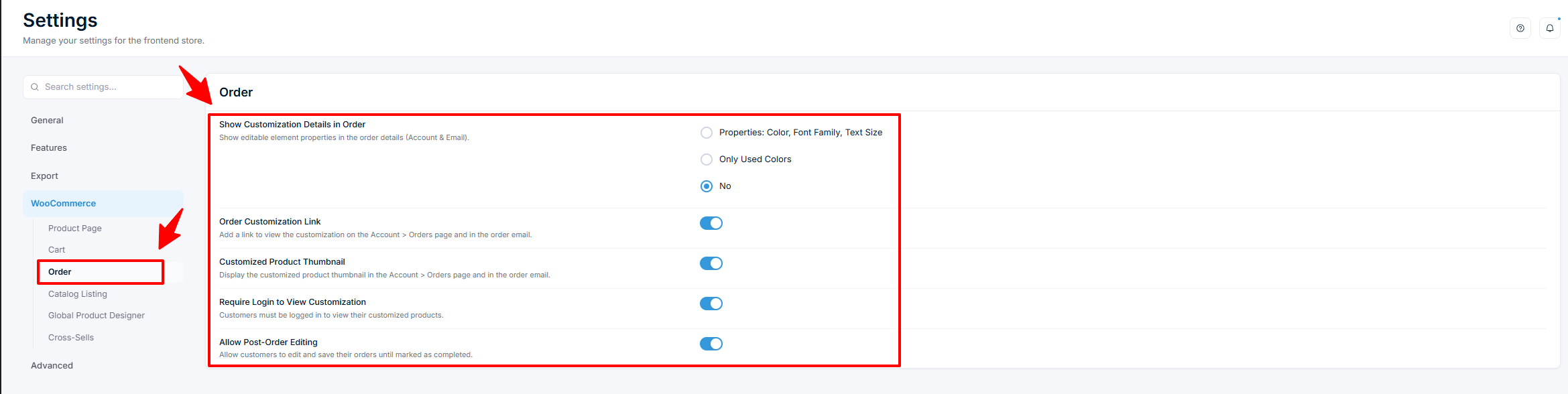 Settings — WooCommerce Order display options