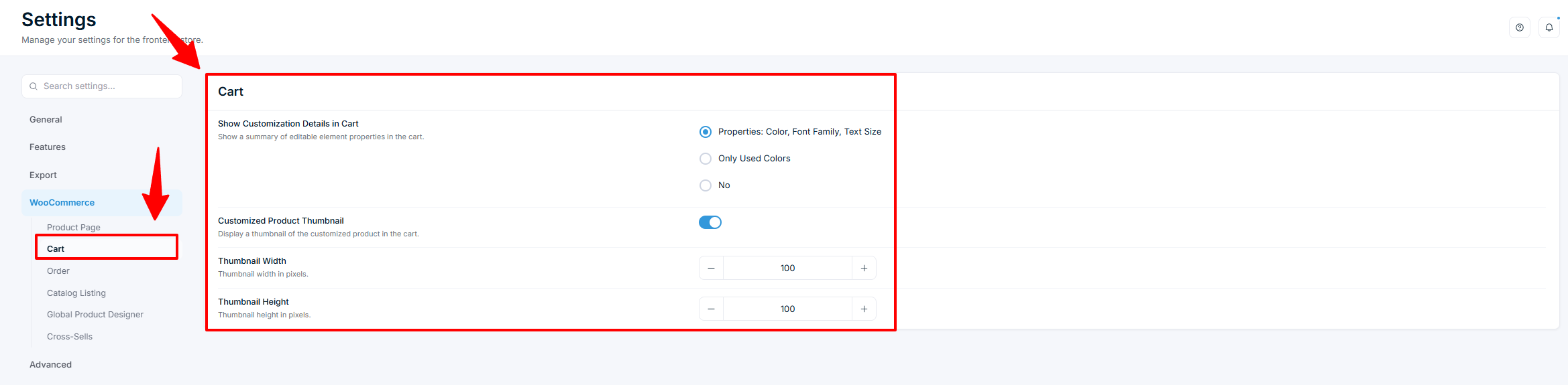 Settings — WooCommerce Cart display options